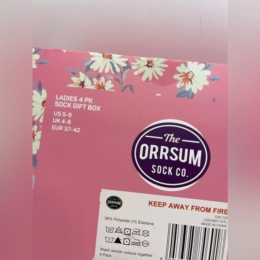 Orrsum Sock Co Wine Lover Socks 4 pack Size 5-9 Pink Rose Grapes Gray Gift Set